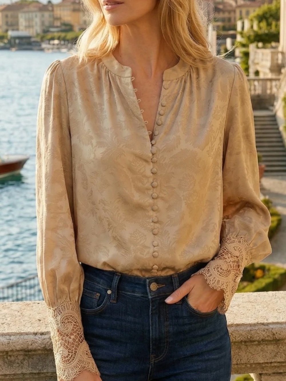 Trish Scully khaki / tan blouse